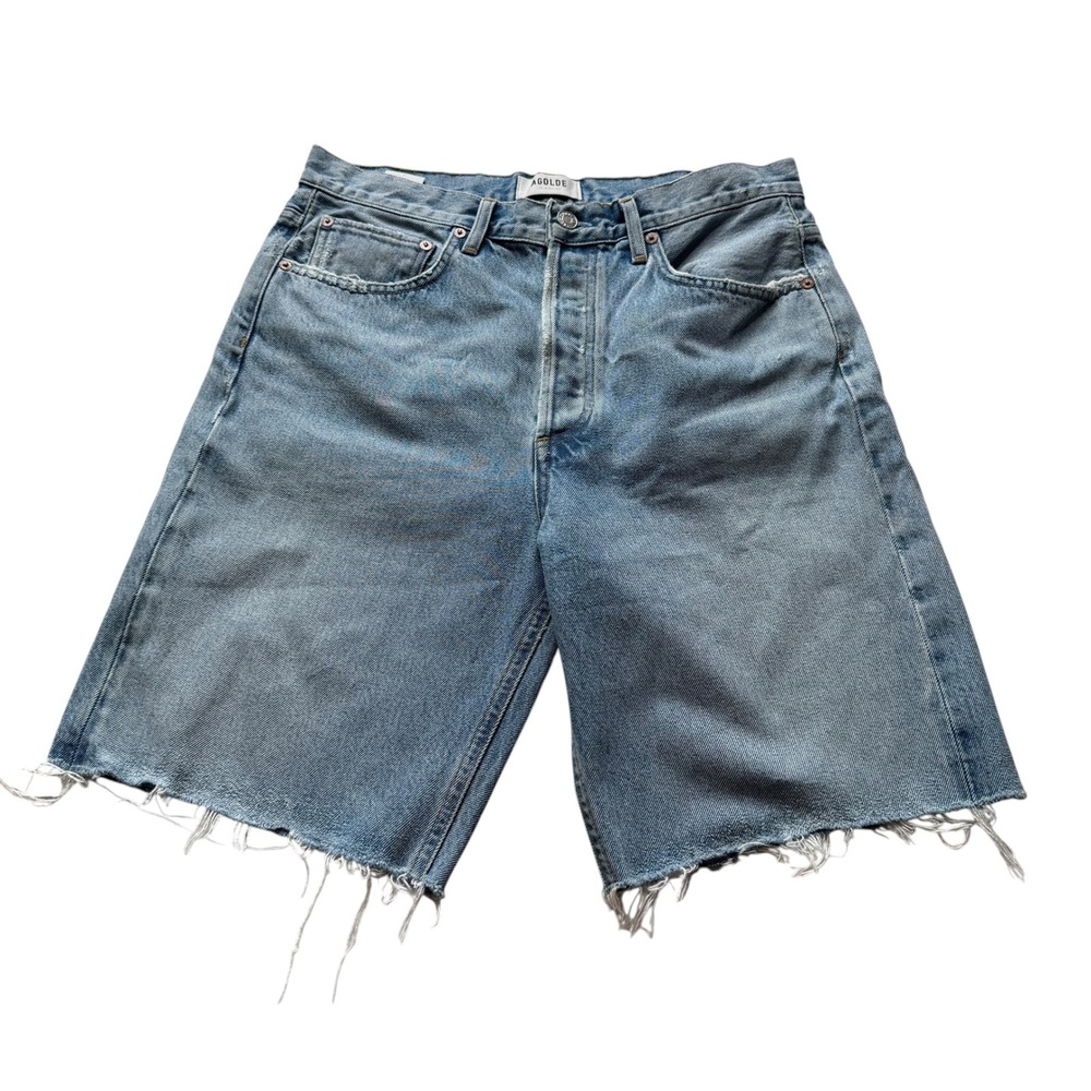 AGOLDE 90's Short Blue Force Wash Raw Hem Denim Women's Size 27 Cut Off Summer
